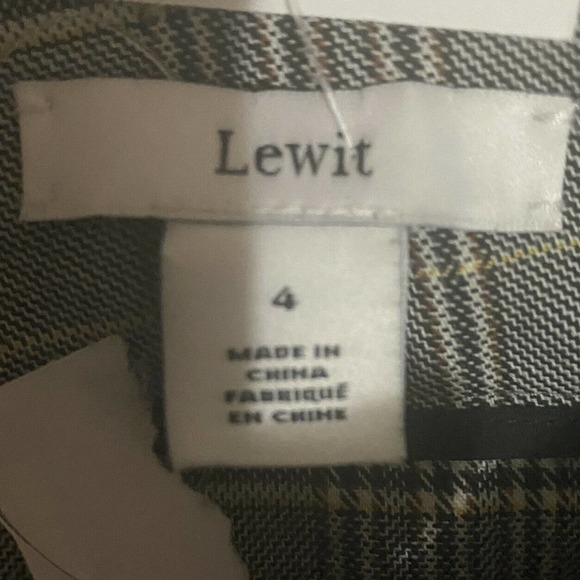 Lewit Grey Tan Glen Plaid Bootcut Trouser Career Pant Wool Blend Size 4 ab26 - Picture 5 of 6